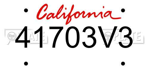 41703V3 California License Plate