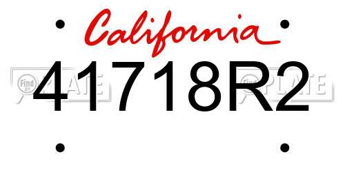 41718R2 California License Plate