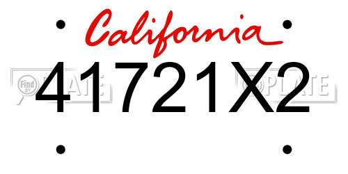 41721X2 California License Plate