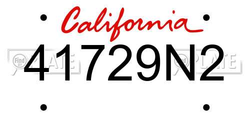 41729N2 California License Plate