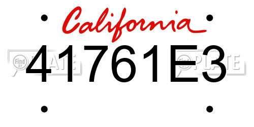 41761E3 California License Plate