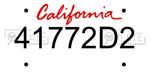 41772D2 California License Plate