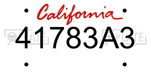 41783A3 California License Plate
