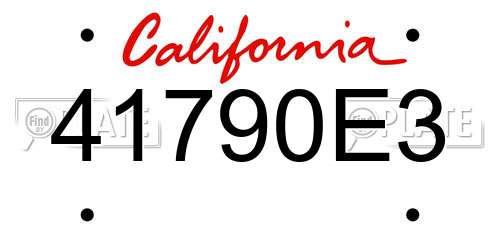 41790E3 California License Plate