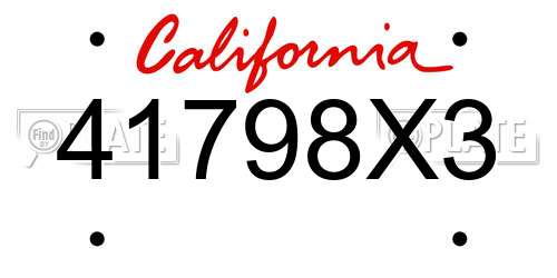 41798X3 California License Plate