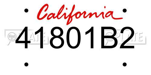 41801B2 California License Plate