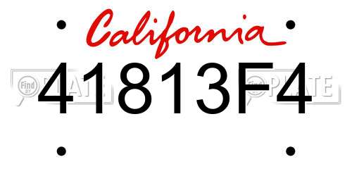 41813F4 California License Plate