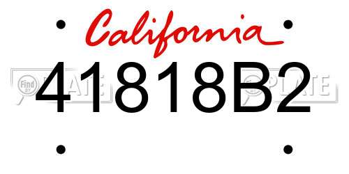 41818B2 California License Plate