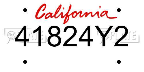 41824Y2 California License Plate