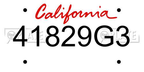 41829G3 California License Plate