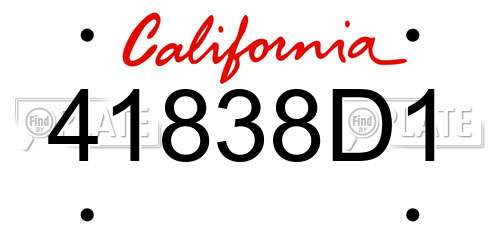 41838D1 California License Plate