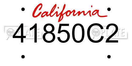 41850C2 California License Plate