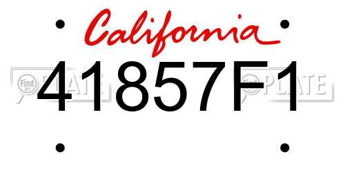 41857F1 California License Plate