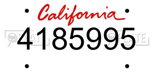 4185995 California License Plate