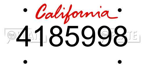 4185998 California License Plate