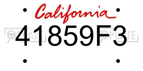 41859F3 California License Plate