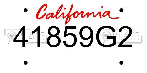41859G2 California License Plate