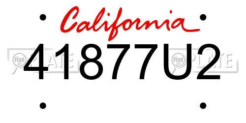 41877U2 California License Plate