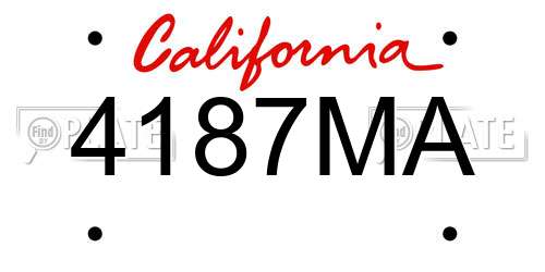 4187MA California License Plate