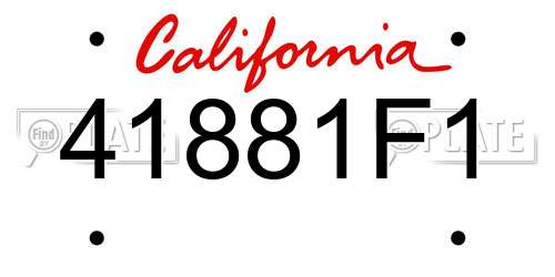 41881F1 California License Plate