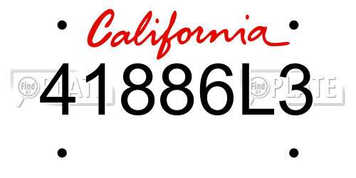 41886L3 California License Plate