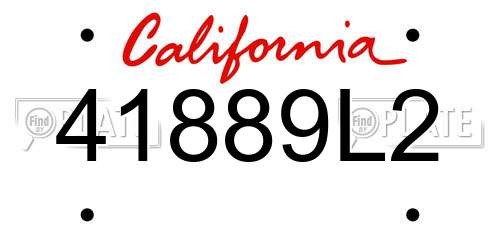 41889L2 California License Plate