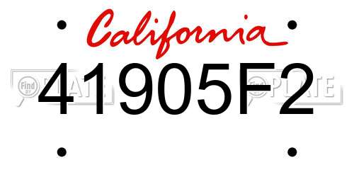 41905F2 California License Plate