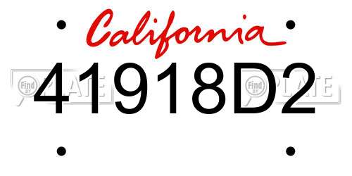 41918D2 California License Plate