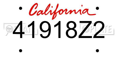 41918Z2 California License Plate