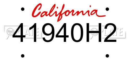 41940H2 California License Plate