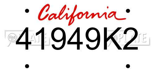 41949K2 California License Plate