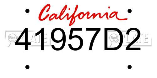 41957D2 California License Plate