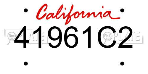 41961C2 California License Plate
