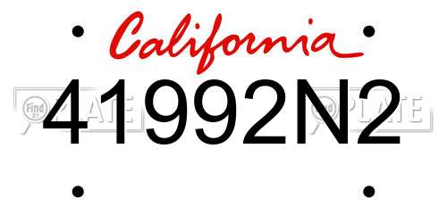 41992N2 California License Plate