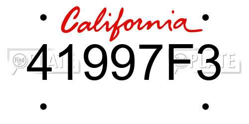 41997F3 California License Plate