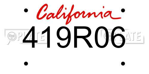 419R06 California License Plate