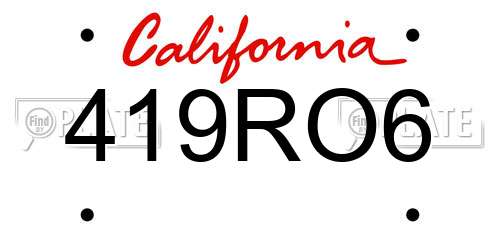 419RO6 California License Plate