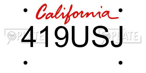 419USJ California License Plate