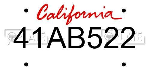 41AB522 California License Plate