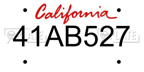 41AB527 California License Plate