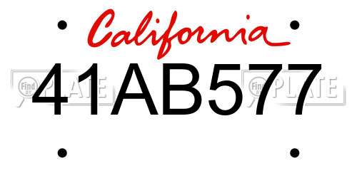 41AB577 California License Plate