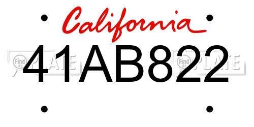 41AB822 California License Plate