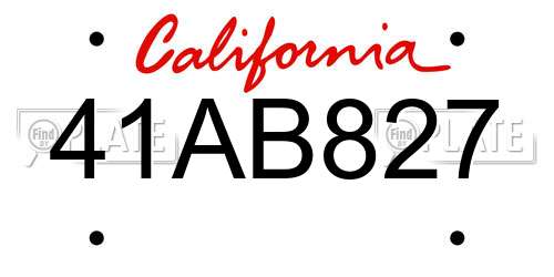 41AB827 California License Plate