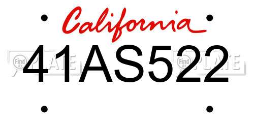 41AS522 California License Plate