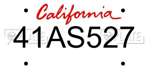 41AS527 California License Plate