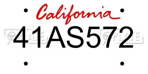 41AS572 California License Plate
