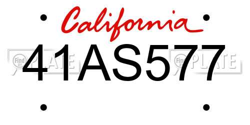 41AS577 California License Plate