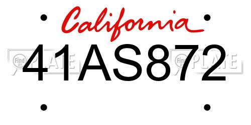 41AS872 California License Plate