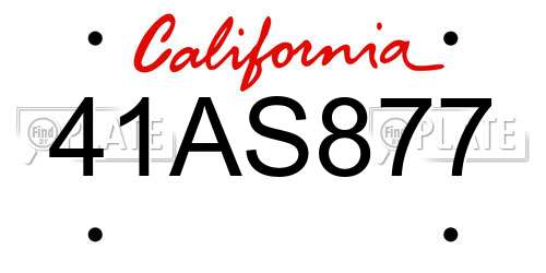 41AS877 California License Plate