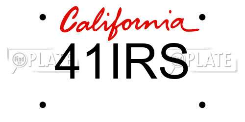 41IRS California License Plate